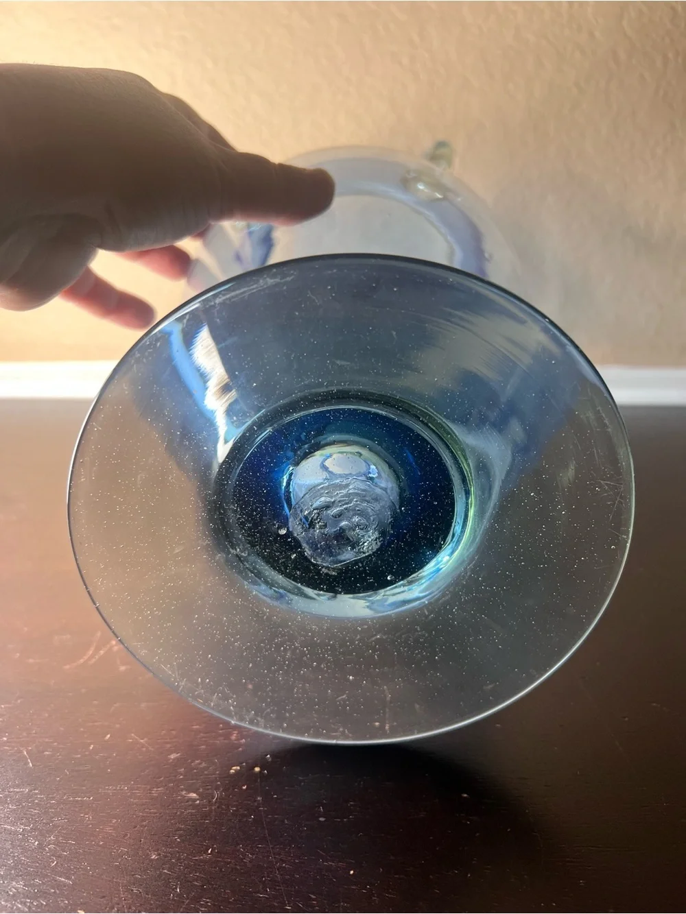 Vintage 1960s Blenko Cobalt Blue Amphora Vase Hand Blown 4 Handle Art Glass - Picture 10 of 10